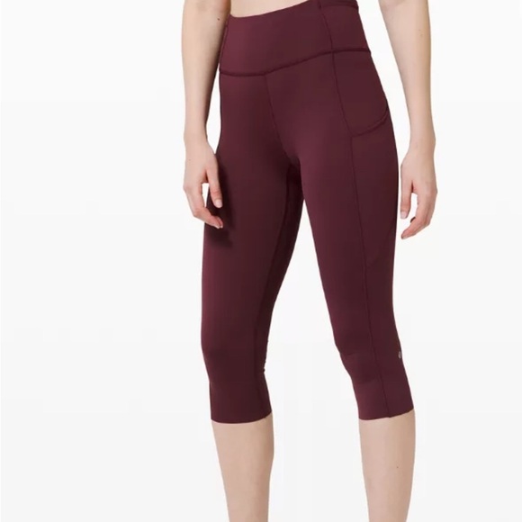 Lululemon Burgundy Leggings High-Waisted Performance Wear - Picture 1 of 5